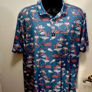 Bad Birdy “Year of the Dragon” 3 button golf/polo shirt. Size men’s Xxl.